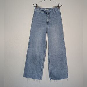 Oat New York Classic Casual Blue Wide Leg High Rise Jeans 6 28